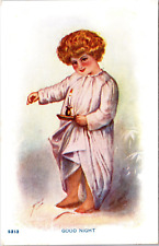Postcard c1901-1907 - Good Night - Young Girl Holding Candle picture