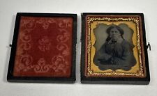Antique Daguerreotype Photo Of An Unhappy Looking Woman With Original Case picture
