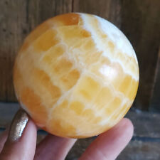 Orange Banded Calcite Creamy Crystal Sphere 378 grams | 65 mm picture