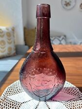 Vintage Wheaton Purple Glass Hands Birds Union Bottle Home Decor 9.5” Tall picture