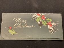 #3249🌟Vintage 1948 “Merry Christmas” Pine Bough & Holly MONEY Greeting Card picture