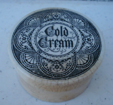 Antique (c1905) Med size, Geometric design, Gothic print Cold Cream jar pot lid picture