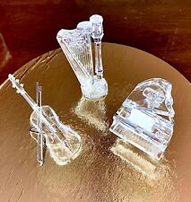 Swarovski musical instruments Lot: Grand Piano, Harp, and Violin With Bow/Stand picture