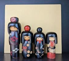 Kokeshi Japanese Wooden Doll Vintage Antique Hanagasuri Set Lot of 4 picture