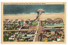 Old Orchard Beach ME Postcard Maine Pier Roller Coaster Aerial picture