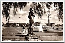 Stockholm Stadshus Trädgården Sweden ~ Nonument Statue Real Photo RPPC Postcard picture