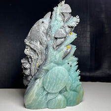 1000g Natural Crystal  Specimen. Amazon Stone. Hand-carved underwater world. Q8 picture