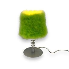 Vtg Y2k Fuzzy Wiggle Lamp Bright Green Shade Funky Retro Mini Silver Base picture