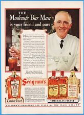 1939 Seagram's Ad VO Whisky Seven Five Crown Whiskey Moderate Bar Man Bartender picture