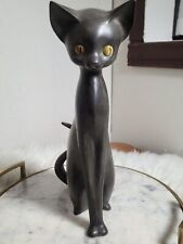 Vtg Anthony Freeman Mcfarlin CA USA Black Siamese Cat Figurine Statue MCM 1950s picture