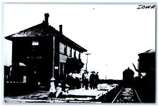 c1960's Unknown Iowa IA Vintage Railroad Train Depot Station RPPC Photo Postcard picture