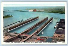 c1920's Aerial View DM & N Ore Docks Duluth Superior Harbor Minnesota Postcard picture