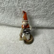 Vintage Pinecone/Spun Cotton Pixie Clown Christmas Ornament Japan T93 picture