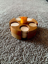 Butterscotch Bakelite Catalin Handle Poker Chip Wood Caddy Rack Chips 4” Round picture