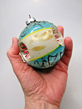 VTG Blown Glass Jumbo Triple Indent BALL Christmas Ornament Shiny Brite Germany picture