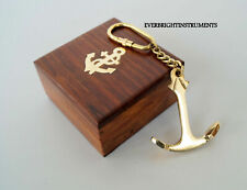 Set Of 20 Pcs Vintage Brass Nautical Marine Anchor Key Chain With Wooden Box picture