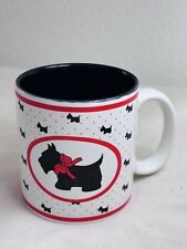 Russ Black Scottie Dog Puppy Mug Coffee Cup Red Ribbon Bow Trim Vintage Korea picture