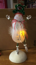 15” GLASS Snowman LED Multi-changing Colors Battery Operated picture