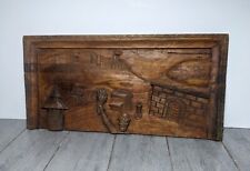 Antique Carved Oak Wood Relief Panel/Plaque Renaissance Black Forest Folk Art picture