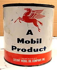 Rare Vintage SOCONY MOBIL A Product 5 lb. Grease CAN - Pegasus - Mobilgrease oil picture