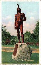 Historic Massasoit Great Sachem Statue Plymouth Massachusetts WB Postcard picture
