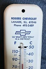 Vintage Lanark, ILL Rogers Chevrolet Advertising Thermometer Accurate - EUC picture