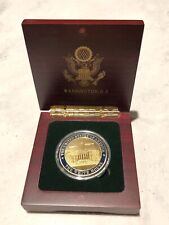 WHITE HOUSE CHALLENGE COIN GOLD BLUE ENAMEL in WOOD BOX DEMOCRAT  REPUBLICAN picture