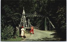 Postcard Suspension Bridge Youngstown Ohio OH People Walking Country Road View picture