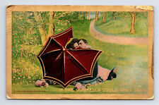c1909 Postcard Gold Border If the Umbrella Could Only Talk Martha Steuer picture