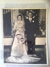 Vintage Wedding Photo 1940-50's Era Bride and Groom Satin Dress Original Photo picture