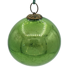 Early 1900's Antique Green Kugel Christmas Ornament German Hand Blown Glass 2.5” picture