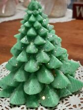 Pair Of Christmas Tree Shaped Candles, Green And Pink  With Sparkles 4” Tall picture