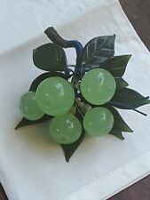 Old  Chinese Carved Jade Natural Stone Grape Cluster Green  Carved Leaves picture