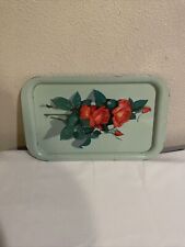 Vintage Metal Serving Tray Floral 14 1/4”x8 3/4” picture