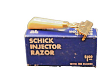 Vintage Schick Injector Razor Bakelite Handle 40 blades In Blue Box picture