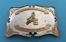 Rare Vintage Western American 1982 Irving All Around Cowgirl Trophy Belt Buckle picture