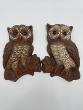 Mid Century Vintage Pair Of 70’s Brown Owl Wall Hanging Wall Decor Barn Owl picture