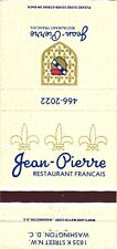 Jean-Pierre French Restaurant Washington, DC Vintage Matchbook Cover picture