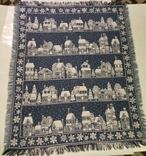 Vintage Crown Craft Throw Blanket  56” X 44” Christmas Village  Preowned,clean picture