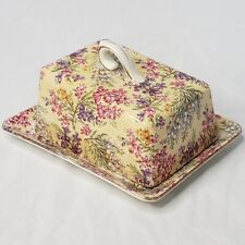 Vintage Lord Nelson HEATHER Floral Chintz Cheese Box / Butter Dish Keeper picture