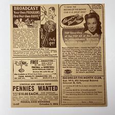 Vintage Print Ad Record Of The Month Club 1940s Mail Order Broadcast Pennies picture