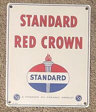 Standard Oil Red Crown Porcelain Gas Pump Plate Sign - 15” By 12” picture