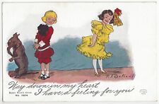 1910 Artist Signed Outcault - Buster Brown & Dog - Romance w/ Little Girl, Dress picture