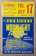 1936 SS President Mississippi River Steamboat Excursions Poster Vintage Dubuque picture