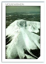 Postcard Aerial Peak of Mount Katahdin, Maine Snow Covered ME MS189 * 2 picture