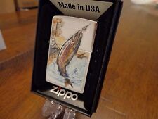RAINBOW TROUT JUMPING OUT OF WATER FLY FISHING ZIPPO LIGHTER MINT IN BOX picture