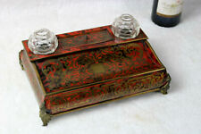 Antique French boulle inkwell marquetry inlaid  picture