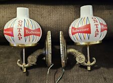 Vintage 1950’s Budweiser Glass Globe Wall Sconces Bar Lamps Working  picture