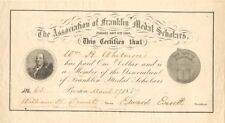 Edward Everett signed Membership Receipt - Association of Franklin Medal Scholar picture