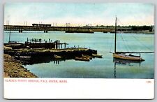 Slade's Ferry Bridge Fall River Massachusetts - Train  Stone Wharf 1906 Postcard picture